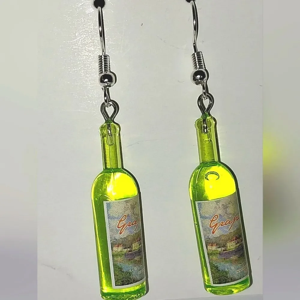 Retro Boozy Resin Wine Earrings for Adults